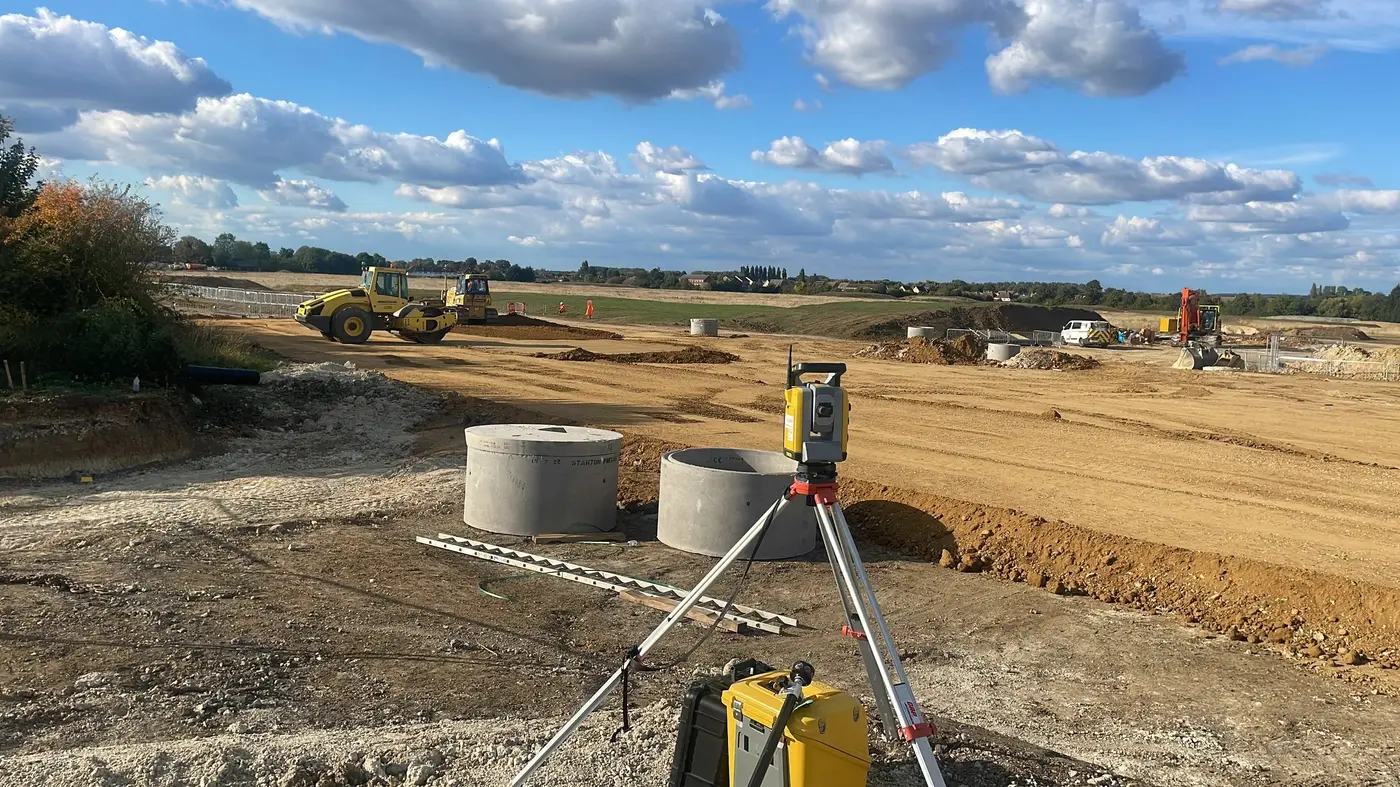 Total station overlooking an earthworks site